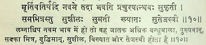 Effect of Lagna Lord in the ninth house as per Manasagari