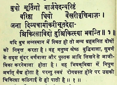 Effect of Budh (Mercury) in the various houses as per Chamatkar Chintamani