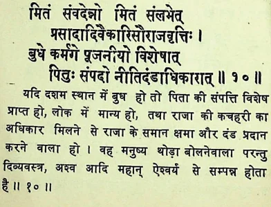 Effect of Budh (Mercury) in the various houses as per Chamatkar Chintamani