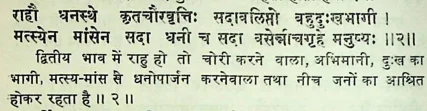 Effect of Rahu in second house of janm kundali (Natal chart) as per Manasagari