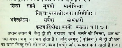 Effect of Ketu in the seventh house of Janam Kundli (Natal chart) as per Manasagari
