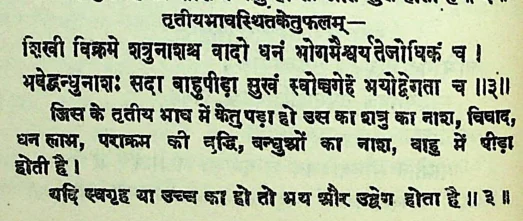 Effect of Ketu in the third house of Janam Kundli (Natal chart) as per Jatakabharanam
