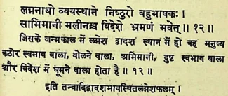 Effect of Lagna lord in the twelfth house as per Bhrigu Samhita