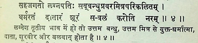 Effect of Lagna Lord in the third house as per Manasagari