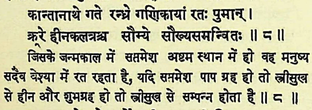 Seventh house lord in the eighth house of Kundali, as per Bhrigu Samhita